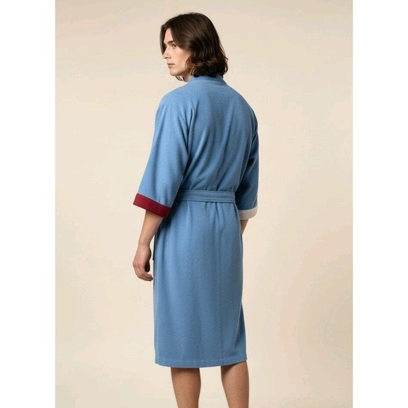 Vintage 70s/80s RCA lounge robe Collegiate stripe made in America - Picture 2 of 11